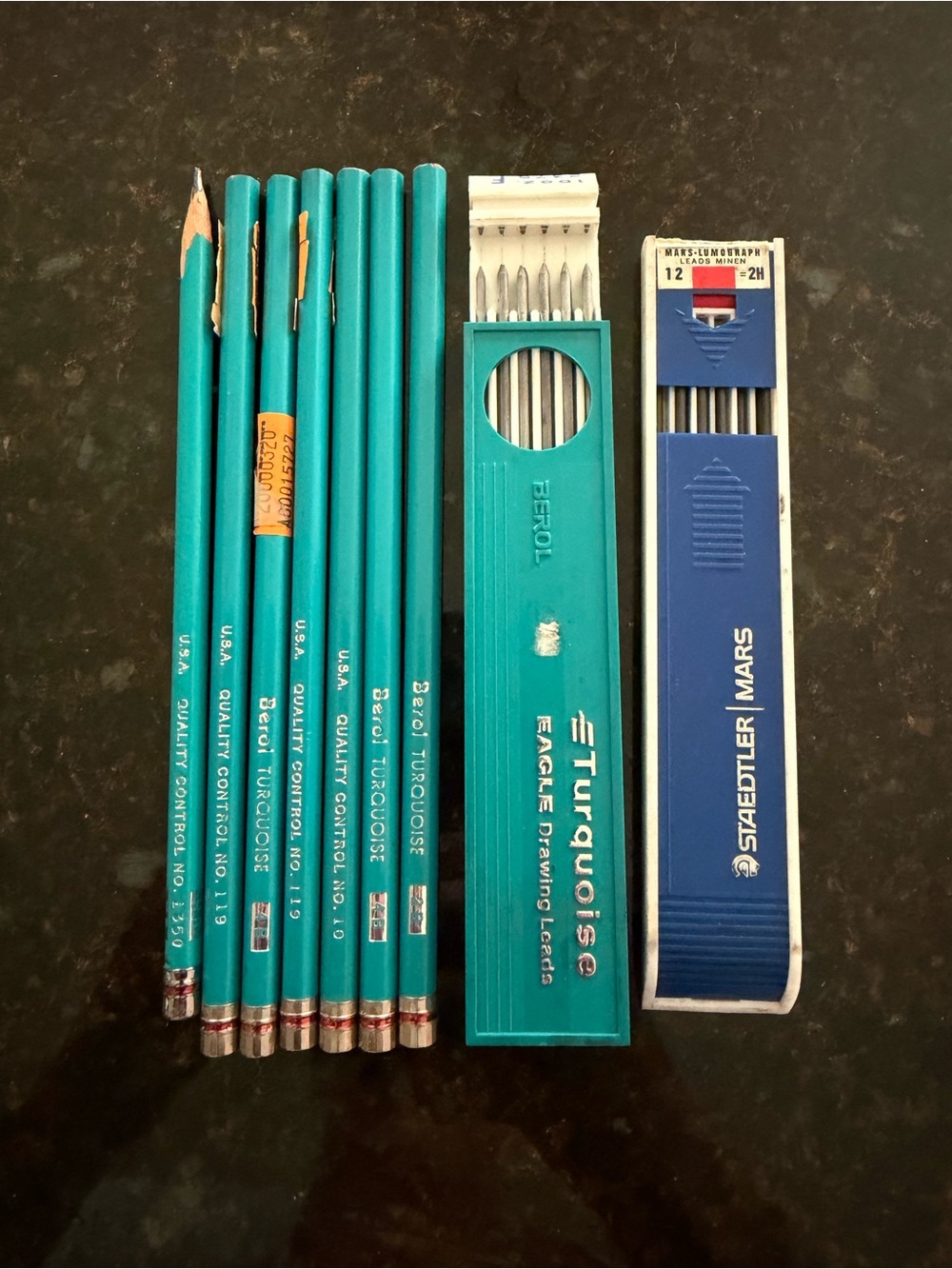 Vintage Drafting Pencil Graphite Leads Lot Staedtler Berol Turquoise Eagle Misc